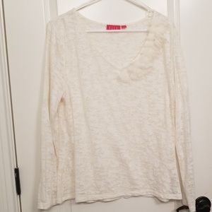 Sheer long sleeve top with shoulder embellishment